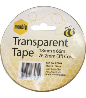 Marbig TAPE OFFICE 18MMX66M(76.2MM CORE)