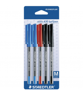 Staedtler Ballpoint pen stick 430 medium - card of 5 assorted colours