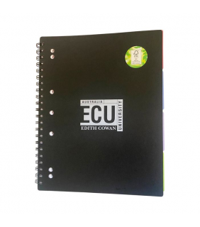 Edith Cowan University ECU A4 5 SUBJECT NOTEBOOK BLACK 250PG