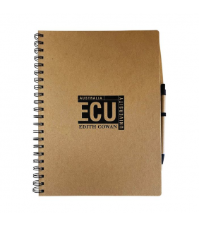 Edith Cowan University ECU A4 HARDCOVER RECYCLED NOTEBOOK WITH PEN 140PG