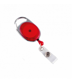 Retractable ID Tag Holder with Carabiner Clip Red