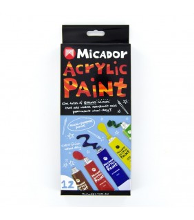 Micador Acrylic Paint Set 12x12ml Colours