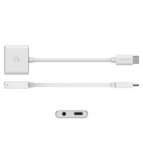 Cygnett 3.5mm (F) & USB-C (F) to USB-C (M) Audio Adapter with fast charge