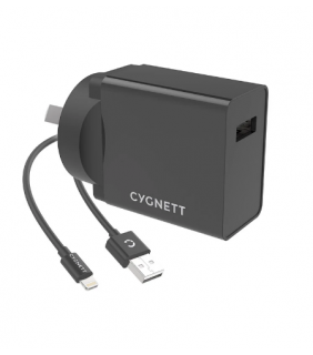 Cygnett PowerPlus 12W + Lightning to USB-A cable - AU Black