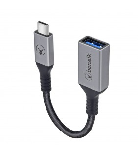 Bonelk Long-Life USB-C to USB-A Adapter (15cm)  (Space Grey)