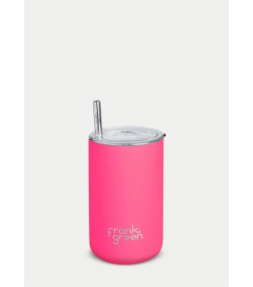 Iced Coffee Cup with Straw - Neon Pink