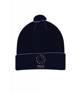 Hobart City High School Beanie Navy with Pom Pom