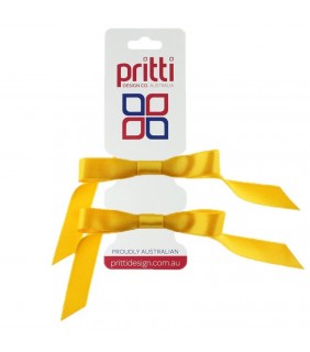 Pritti Satin Pigtail Bows Bright Gold