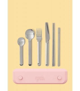 Stainless Steel cutlery with Silicone pouch - Blushed
