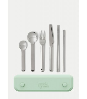 Stainless Steel cutlery with Silicone pouch - Mint Gelato