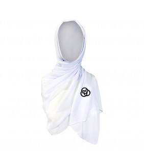 Scarf Georgette White w/Logo