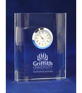 Griffith University Crystal Clock Etched