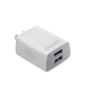 Cygnett Flow 2.4A Dual USB Wall Charger – White