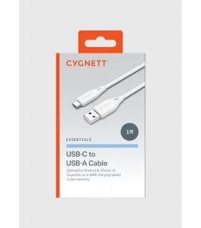 Cygnett Essentials Gen2 USB-C to USB-A Cable 1M – White