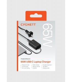 Cygnett PowerMaxx 65W GaN USB-C Laptop Charger – Black