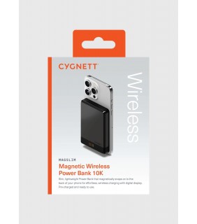 Cygnett MagSlim 10K Magnetic Wireless Power Bank – Black 