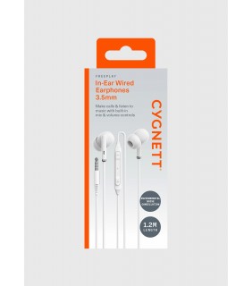 Cygnett FreePlay Wired Earbuds 3.5mm - White