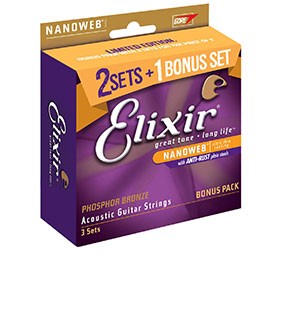 Elixir Guitar Strings Nano PB 12-53 3pk Light