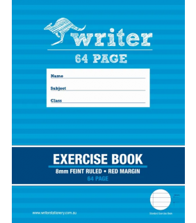Writer 225*175mm 64pg Exercise Book 8mm ruled + margin