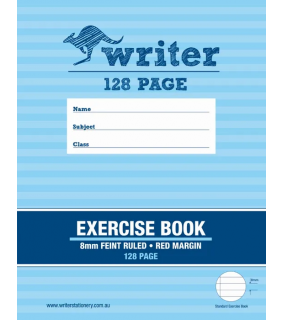 Writer 225*175mm 128pg Exercise Book 8mm ruled + margin