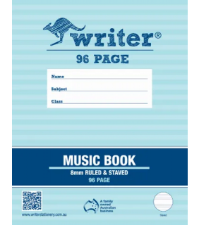 Writer 225x175mm 96pg Music Book 8mm ruled & Staved