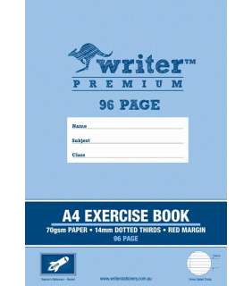 Writer Premium A4 96pg Exercise Book 14mm dotted thirds + margin
