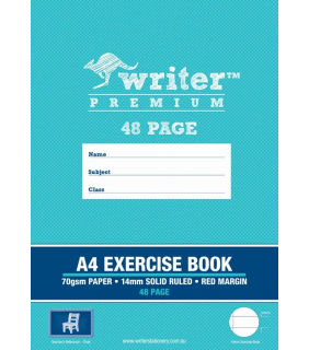 Writer Premium A4 48pg Exercise Book 14mm solid ruled + margin