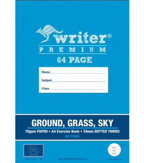 Writer Premium A4 64pg Ground/Grass/Sky Exercise Book 24mm dotted t