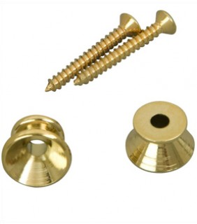 D'Andrea Gold Electric Guitar Strap Button Set - 2pc. With Matching Screws