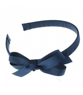 Pritti Basics Grograin Bow Hairband Navy