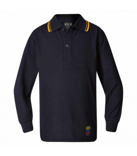 Polo Long Sleeve Navy with Gold Collar
