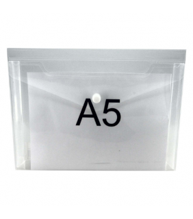 A5 BUTTON & GUSSET - 24 x 17cm W/ 3cm GUSSET - CLEAR