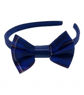 Pritti Hairband Narrow Bow Navy Tartan