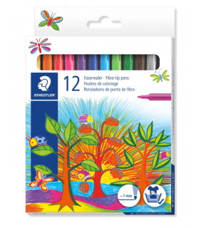 Staedtler Noris fibre-tip pens - wallet of 12 assorted colours