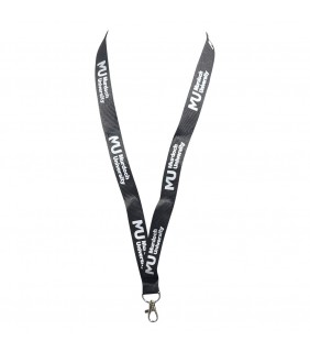 Black Polyester Ribbed Lanyard