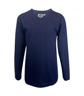 T Shirt V- Neck Set in Long Sleeve Navy