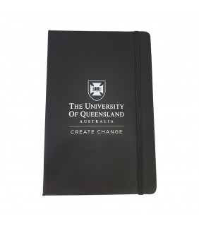 UQ Branded Venture A5 PU Notebook with Elastic Closure - Black