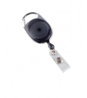 Retractable ID Tag Holder with Carabiner Clip Black