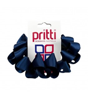 Dark Navy Satin Curly Scrunchie 