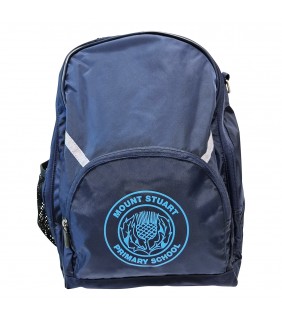 Mount Stuart Primary School Bag Backpack Blue with Logo OS