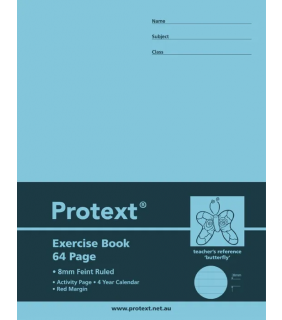 Protext 225*175mm 64pg Exercise Book 8mm ruled + margin