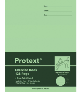 Protext 225*175mm 128pg Exercise Book 8mm ruled + margin