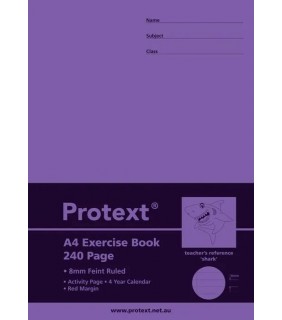 Protext A4 240pg Exercise Book 8mm ruled + margin