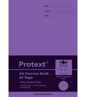 Protext A4 64pg Exercise Book 9mm dotted thirds + margin