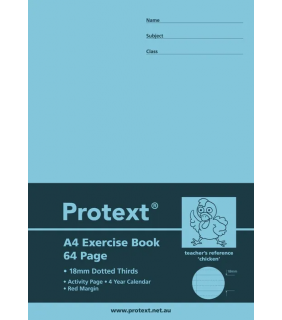 Protext A4 64pg Exercise Book 18mm dotted thirds + margin