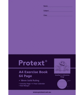 Protext A4 64pg Exercise Book 18mm solid ruled + margin