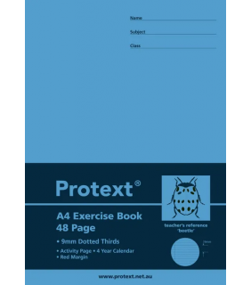 Protext A4 48pg Exercise Book 9mm dotted thirds + margin
