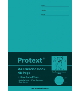 Protext A4 48pg Exercise Book 18mm dotted thirds + margin