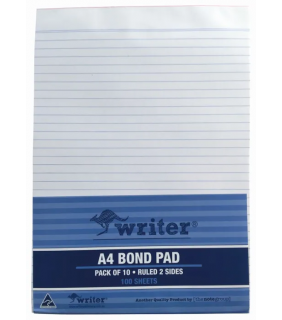 Protext A4 100 sheet Bond Office pad ruled 2 sides