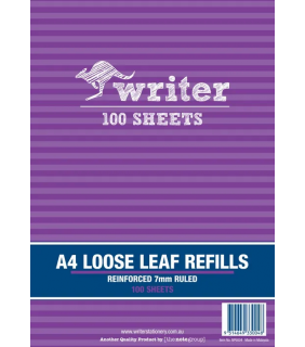 Writer A4 Binder refills pk100 7mm ruled
